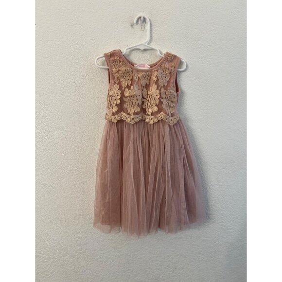 Popatu tutu mauve dress with tulle overlay skirt girls kids size 6 - Picture 1 of 5